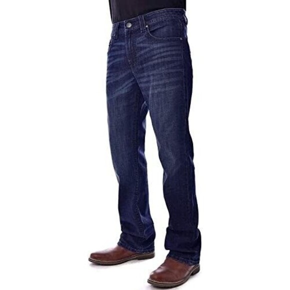 TK Axel Slim Bootcut Jeans Mens 34x32 Blue Dark Wash Stretch NEW - Picture 2 of 13